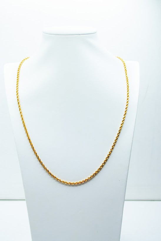 Long spiral gold rope chain