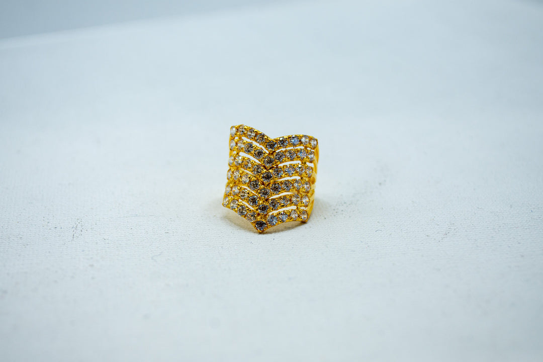 Stacked multi-row gold ring