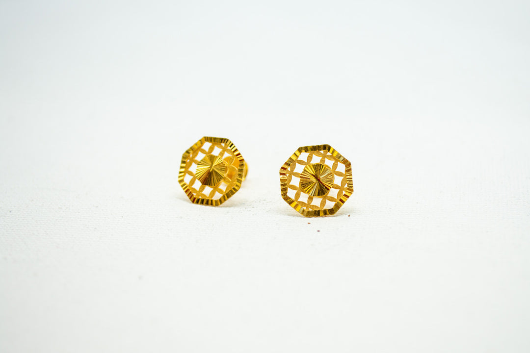 Ornate gold lattice earrings