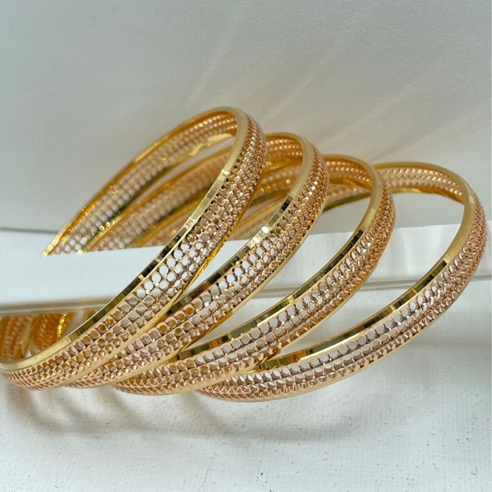 Rose-gold toned gold bangles