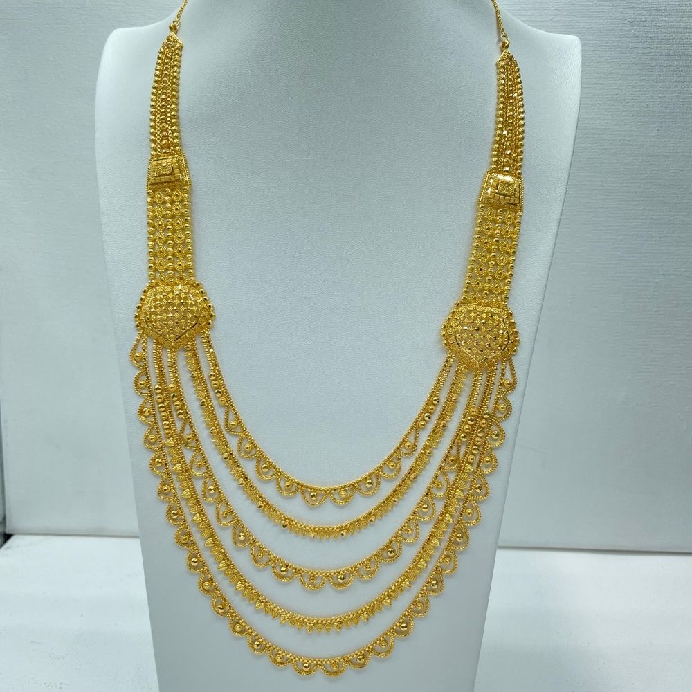 Multi-strand gold traditional Ranihaar jewelry set