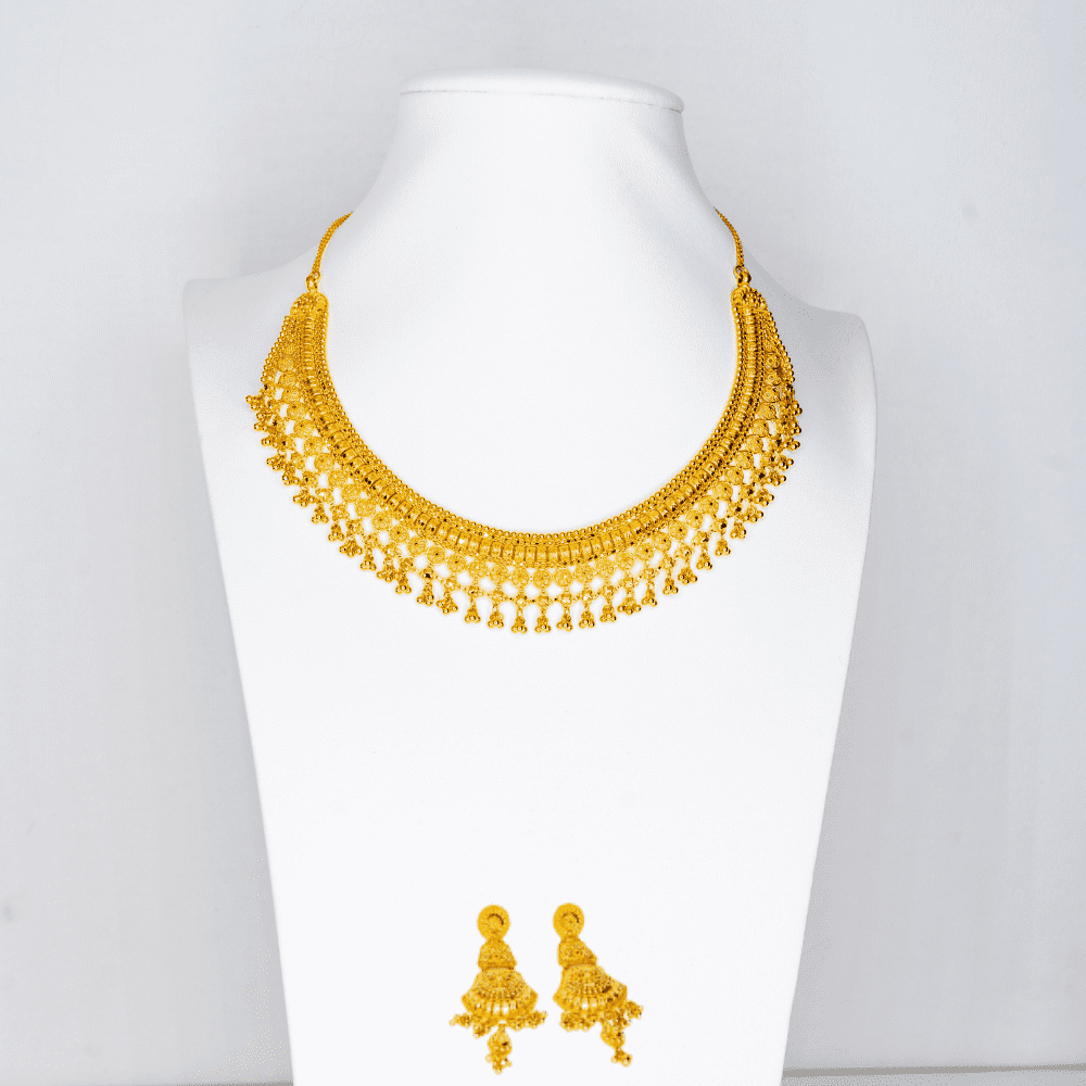 Neck crown gold embellished bridal necklace set
