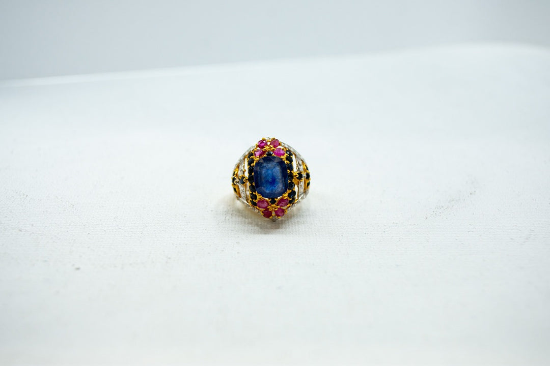 Sapphire and gemstones multi-coloured ring